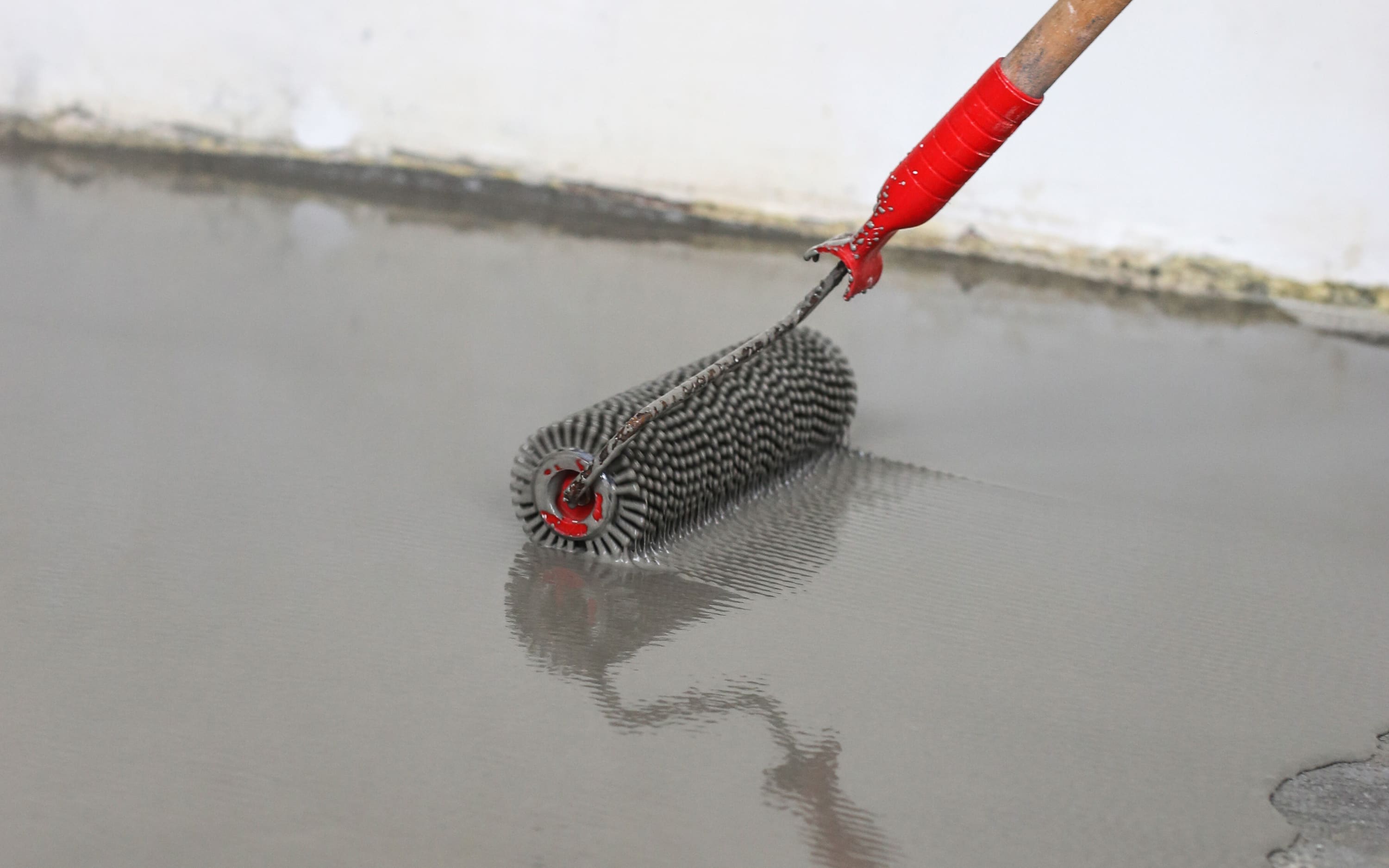 Self leveling mortar is used as a coating