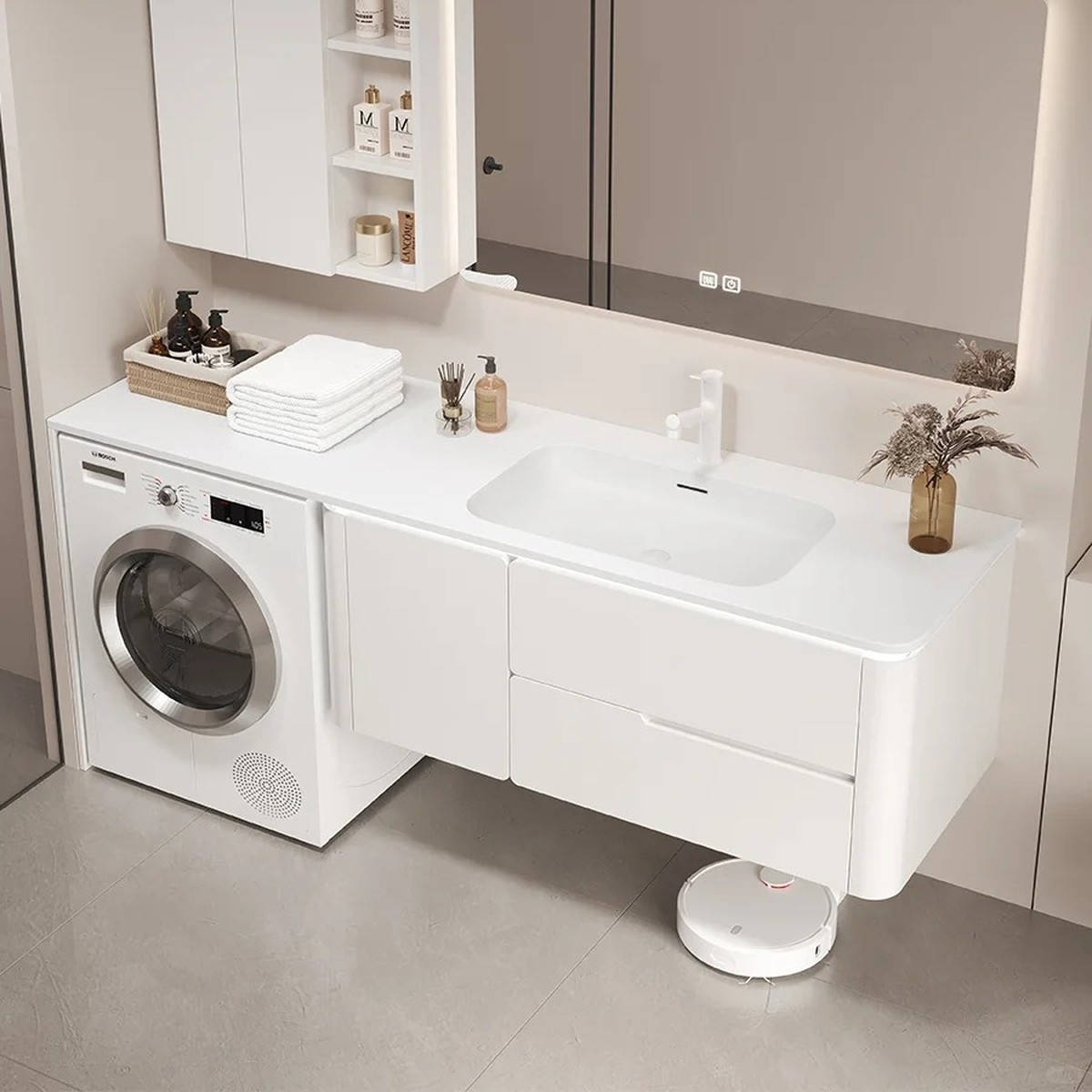 Armoire à linge et armoire de salle de bain